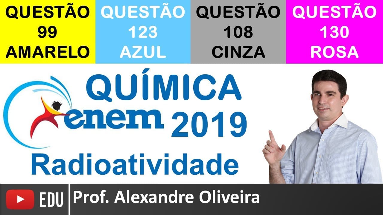 Thumbnail: Resolução da Prova de Química ENEM 2019 Questão 99 Amarela, 123 Azul, 108 Cinza, 130 Rosa