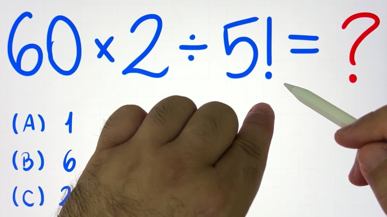 Thumbnail: 🤯 MATEMÁTICA BÁSICA DESBUGADA - 60×2÷5! = ??? Você consegue resolver essa expressão numérica?