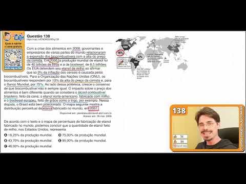 Thumbnail da aula: [ENEM 2020 DIG] 138 📘 PORCENTAGEM Com a crise dos alimentos em 2008, governantes e empresários de