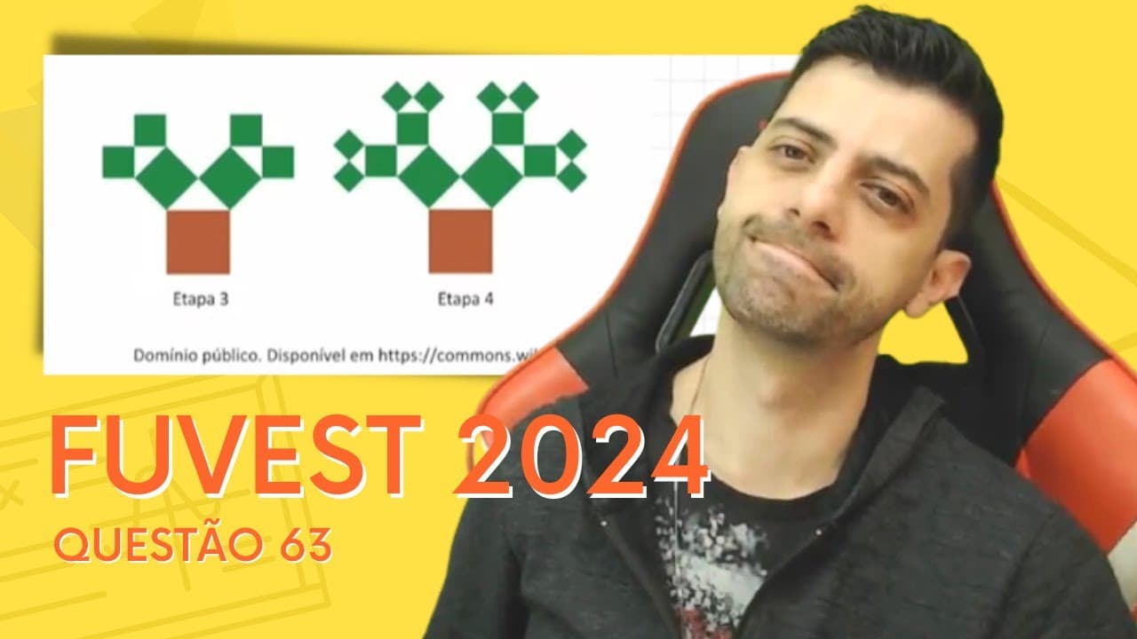 Thumbnail: FUVEST 2024 - Q63 - Uma Árvore Pitagórica é uma figura plana que é construída por etapas