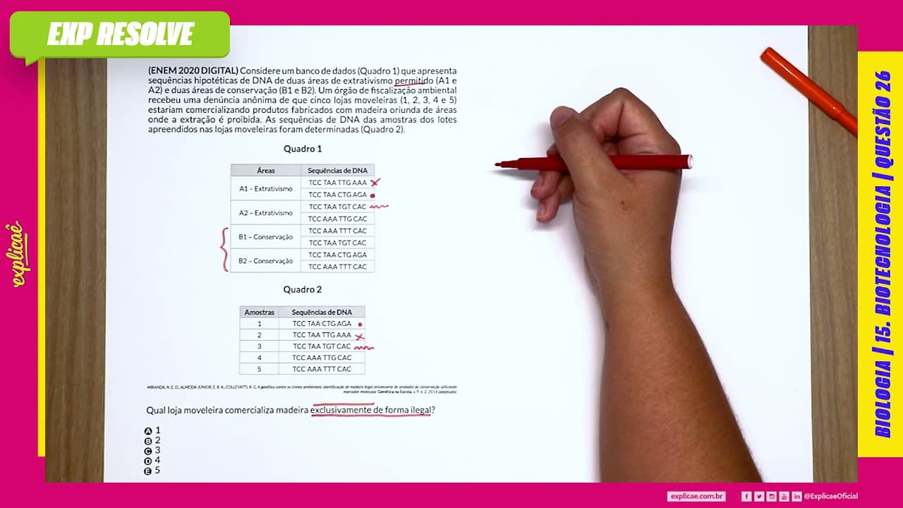 Thumbnail: CONSIDERE UM BANCO DE DADOS (QUADRO 1) QUE APRESENTA SEQUÊNCIAS HIPOTÉTICAS DE(...) | BIOTECNOLOGIA