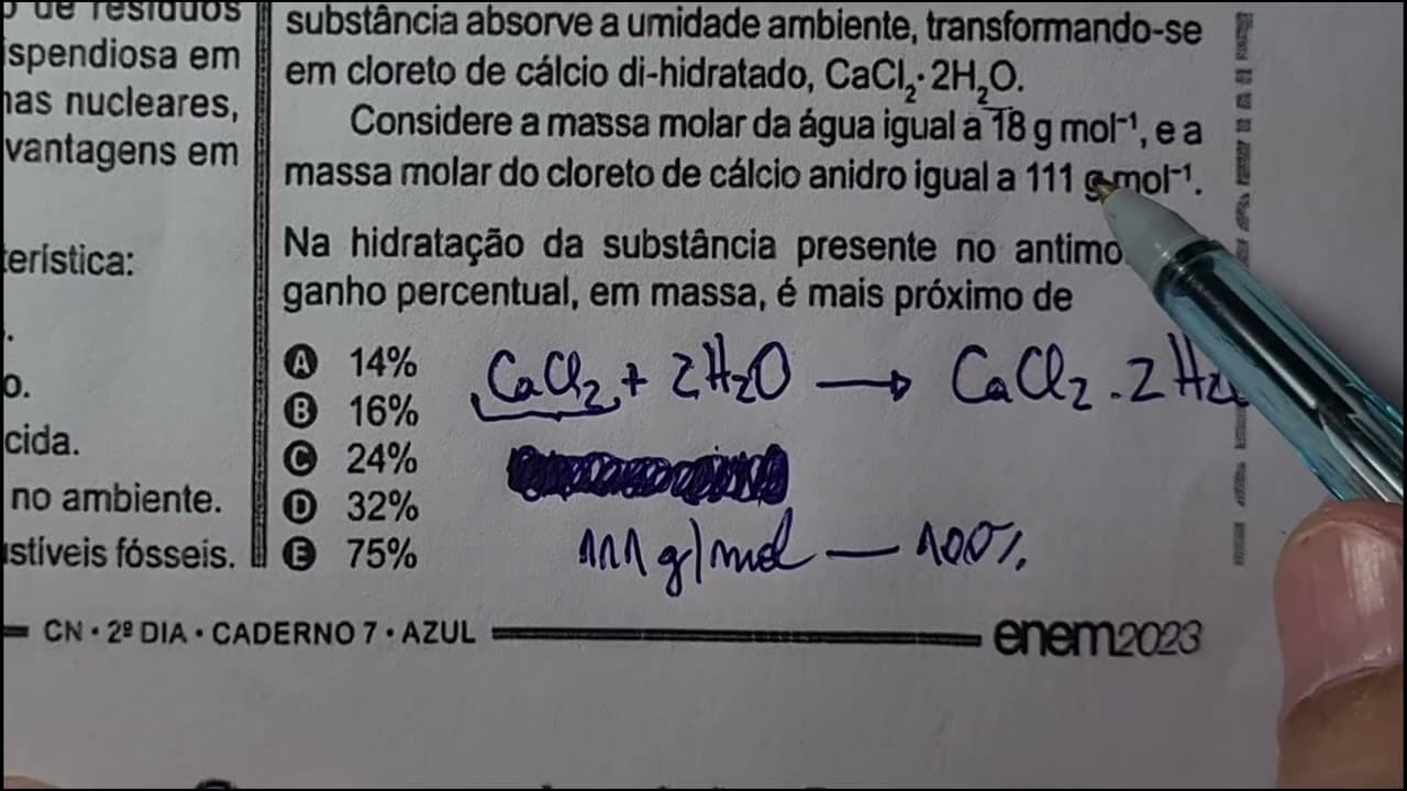 Thumbnail: ENEM QUÍMICA 2023 AZUL QUESTÃO 96 - Existe no comércio um produto antimofo constituído por uma