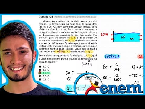 Thumbnail da aula: ENEM 2020 - Mesmo para peixes de aquário, como o peixe arco-íris, a temperatura da água fora da faix
