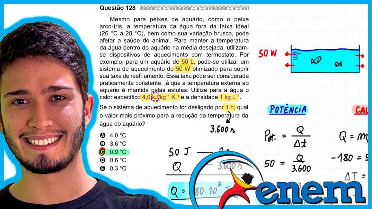 Thumbnail: ENEM 2020 - Mesmo para peixes de aquário, como o peixe arco-íris, a temperatura da água fora da faix