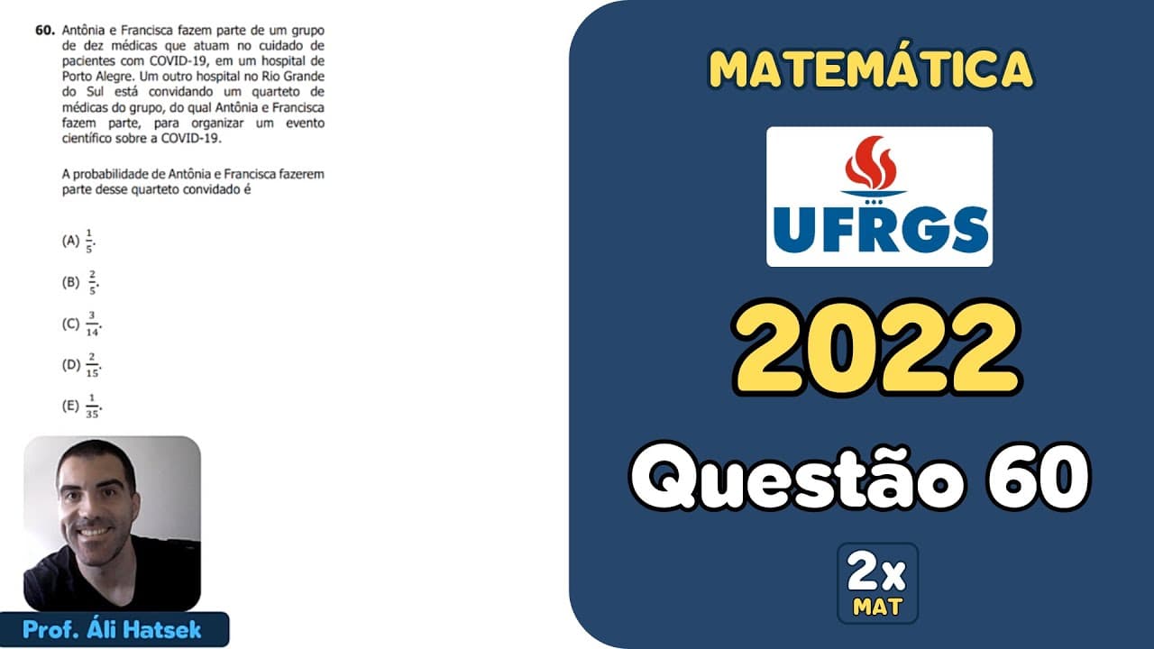 Thumbnail: Resolução Matemática UFRGS 2022 - Questão 60 | Matemática em Dobro