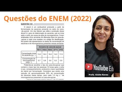 Thumbnail da aula: Correção de química ENEM 2022 - 101 - O etanol é um combustível produzido a partir da f...
