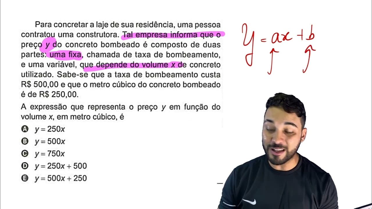 Thumbnail: ENEM 2023 - PARA CONCRETAR A LAJE DE SUA RESIDÊNCIA, UMA PESSOA CONTRATOU... | MATEMÁTICA COM LIMA