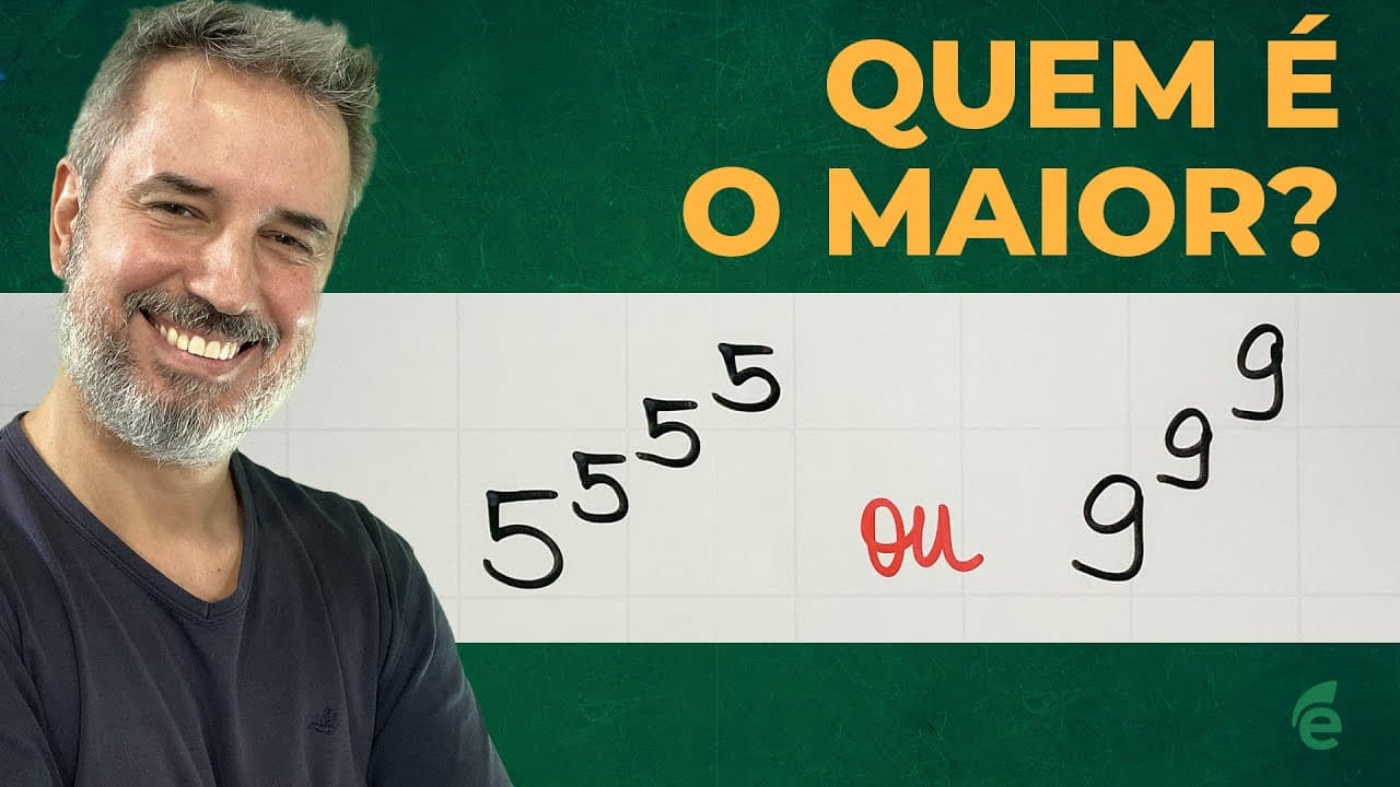 Thumbnail: Quem é o maior: 5^5^5^5 ou 9^9^9 ? (Duelo de potências enormes!) [Horizontal]
