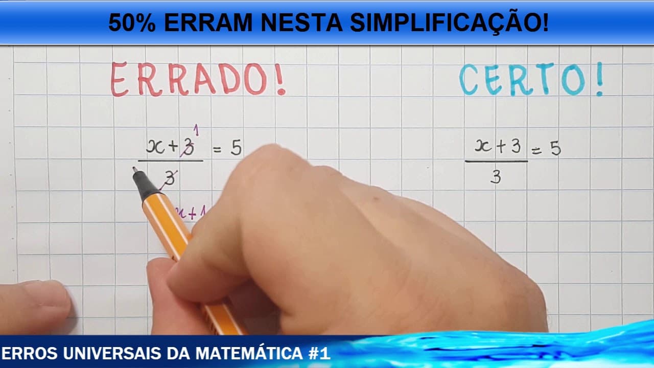 Thumbnail: ☑️ 50% erram esta simplificação! Erros Universais I - Frações Algébricas