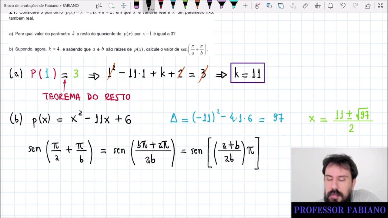 Thumbnail: UNICAMP 2013 FASE 2 - QUESTÃO 21 MATEMÁTICA