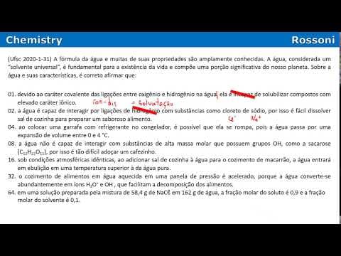 Thumbnail da aula: Ufsc 2020-1 Q31 - Água e suas características