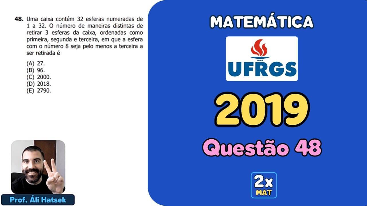 Thumbnail: Resolução Matemática UFRGS 2019 - Questão 48 | Matemática em Dobro
