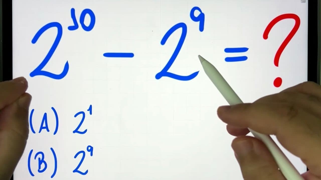 Thumbnail: 🤯 MATEMÁTICA BÁSICA DESBUGADA - 2^10 - 2^9 = ??? Subtração de potências de 2, você consegue?