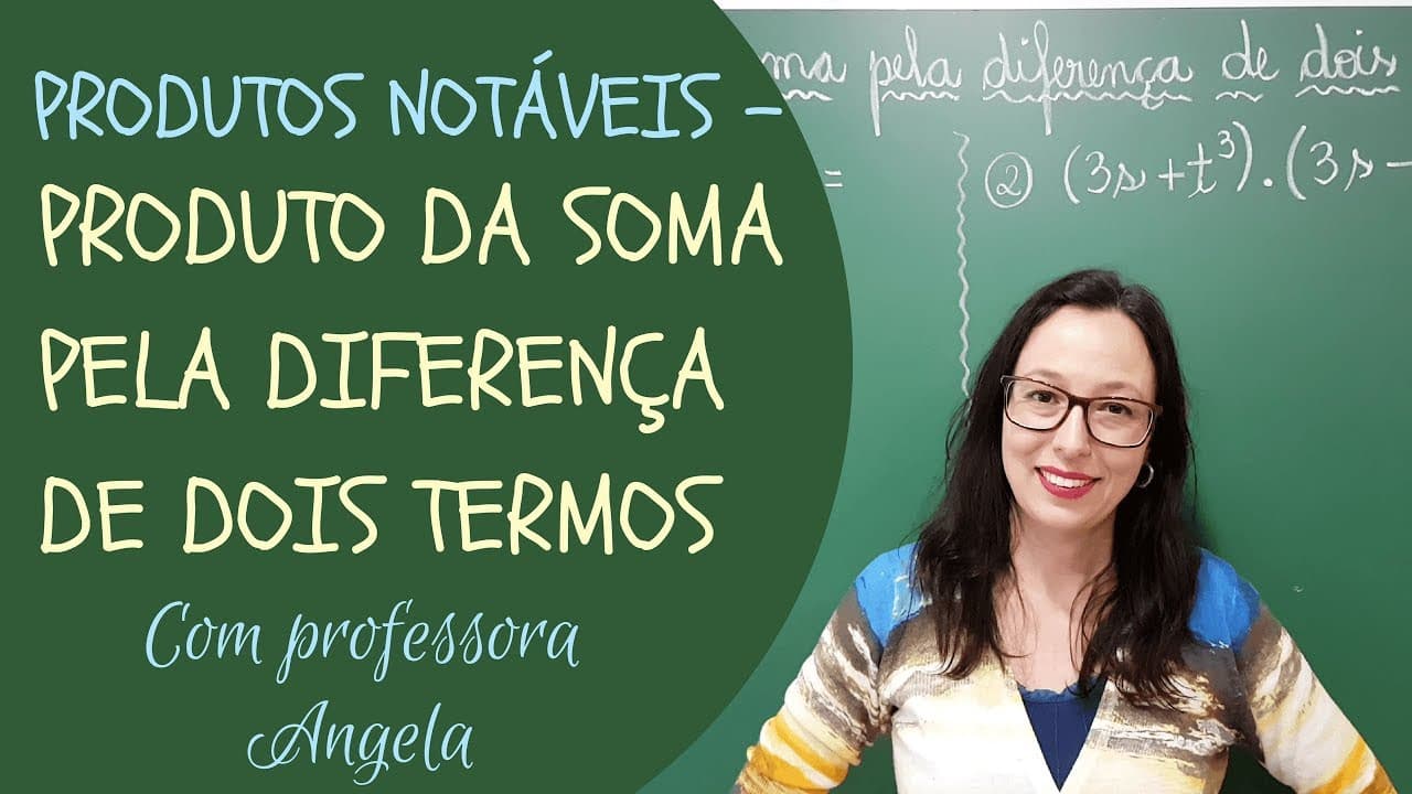 Thumbnail: Produtos Notáveis - Produto da Soma pela Diferença de Dois Termos - Professora Angela