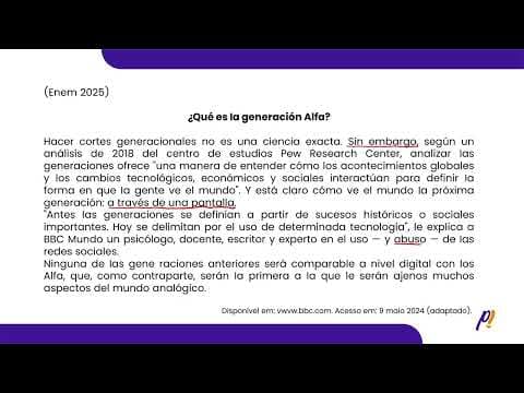 Thumbnail da aula: ENEM 2025 | ¿Qué es Ia generación Alfa?...