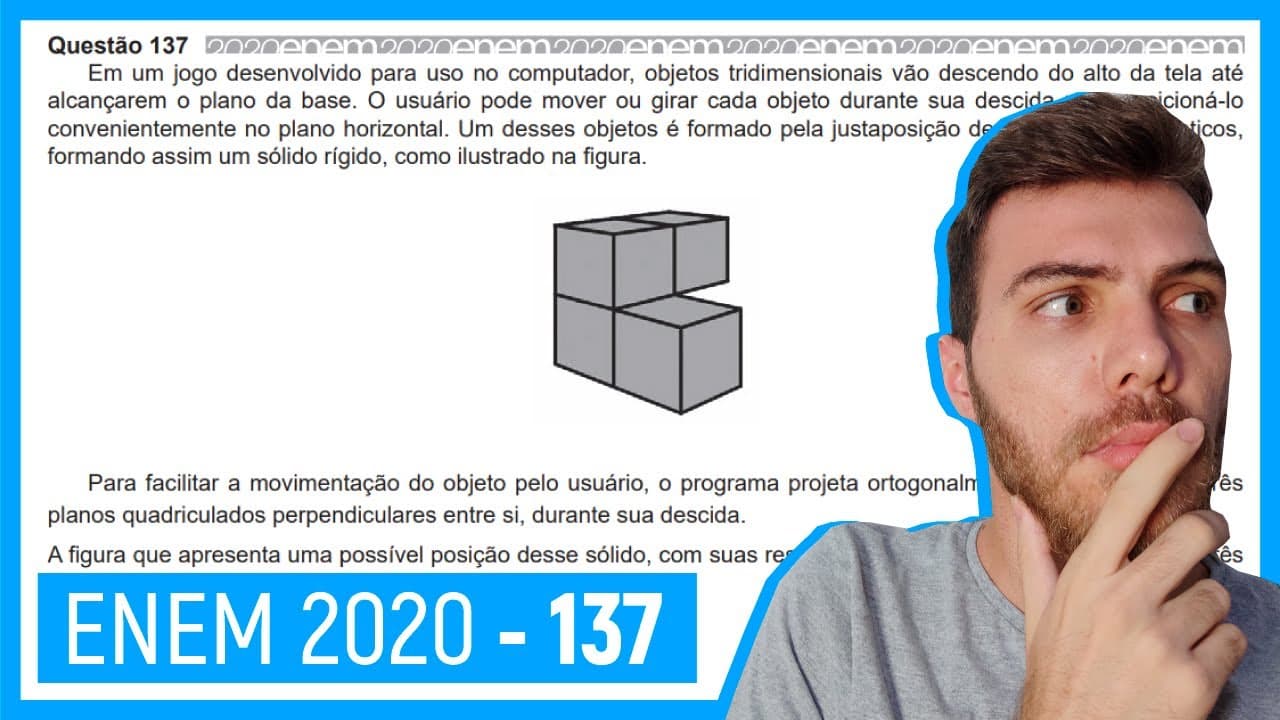 Thumbnail: 🛑Questão 137 Enem 2020 - Resolução Passo a Passo -  Em um jogo desenvolvido para uso no comp...