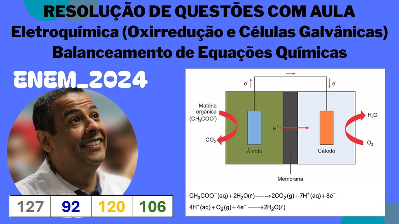 Thumbnail: ENEM 2024_QUESTÃO 92_CADERNO AZUL_OXIRREDUÇÃO_CÉLULAS GALVÂNICAS_BALANCEAMENTO DE EQUAÇÕES QUÍMICAS