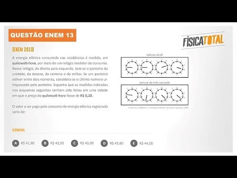 Thumbnail da aula: Lista ENEM Questão 13 Consumo | Conta de Energia Elétrica