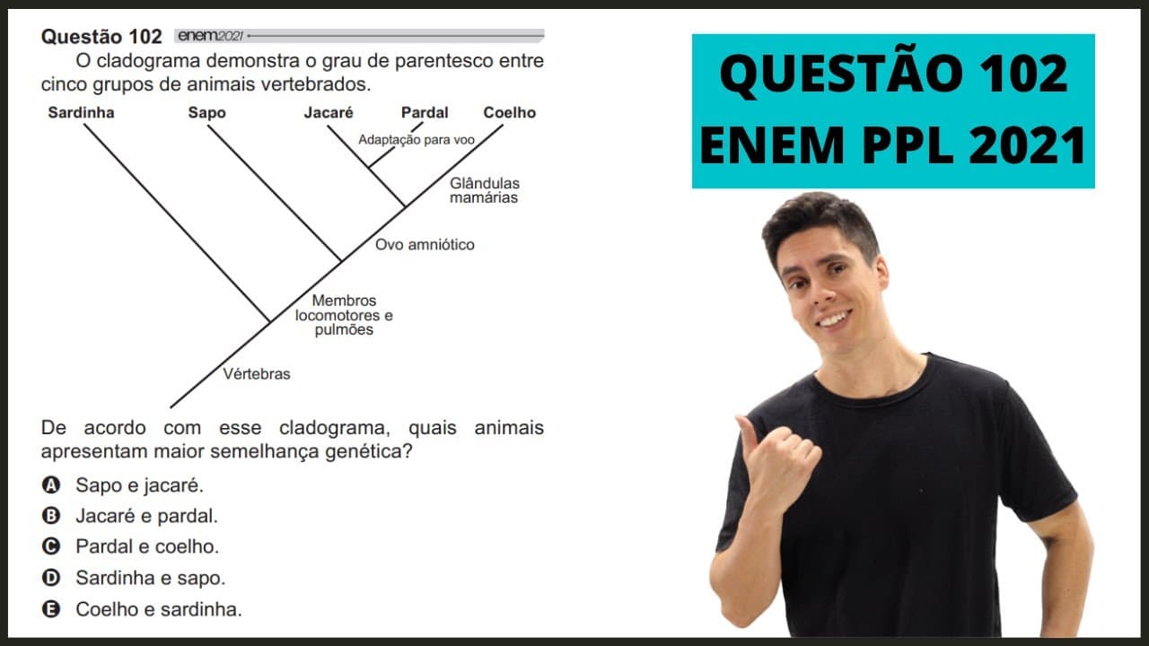 Thumbnail: BIOLOGIA ENEM PPL 2021! "O cladograma demonstra o grau de parentesco..."