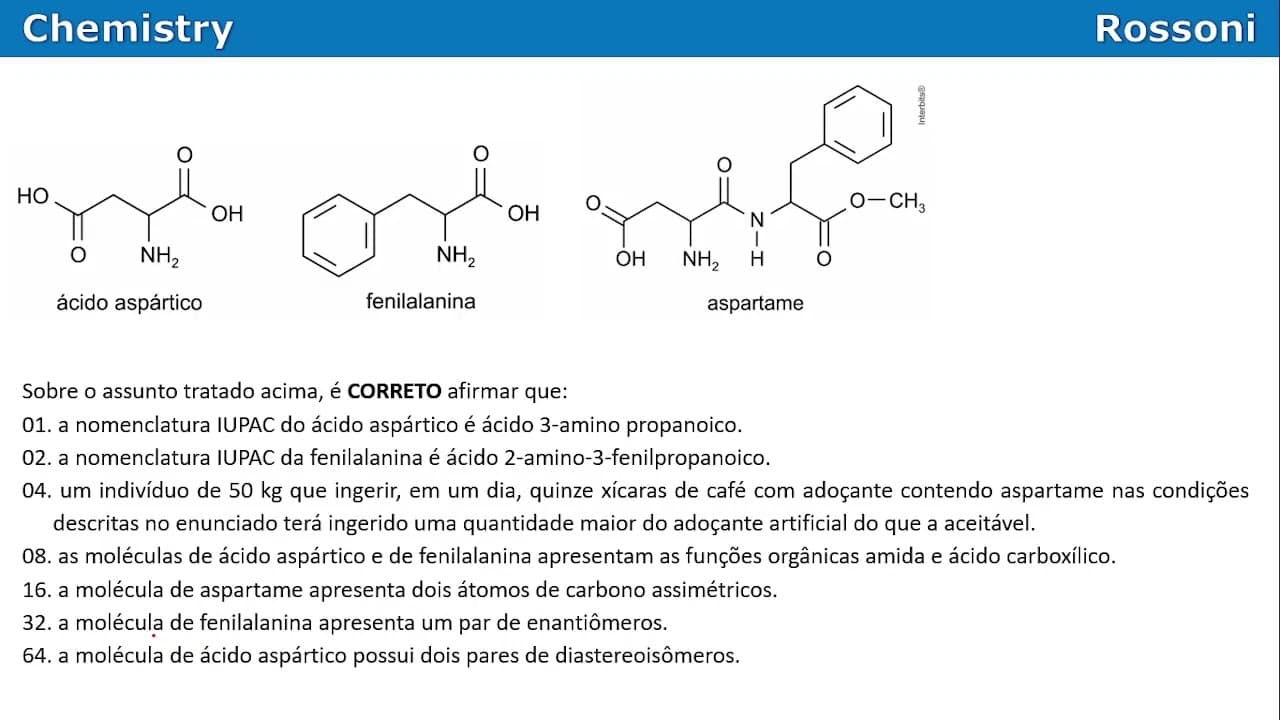 Thumbnail: UFSC 2016 Q32 - Aspartame