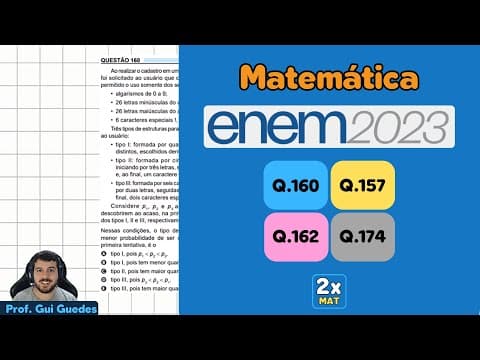 Thumbnail da aula: Resolução Matemática ENEM 2023 - Questão 160 - Caderno Azul  Ao realizar o cadastro em um aplicativo