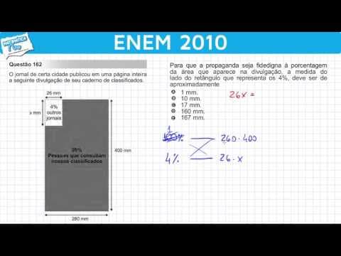 Thumbnail da aula: ENEM 2010 Matemática #27 - Porcentagem e Área do Retângulo