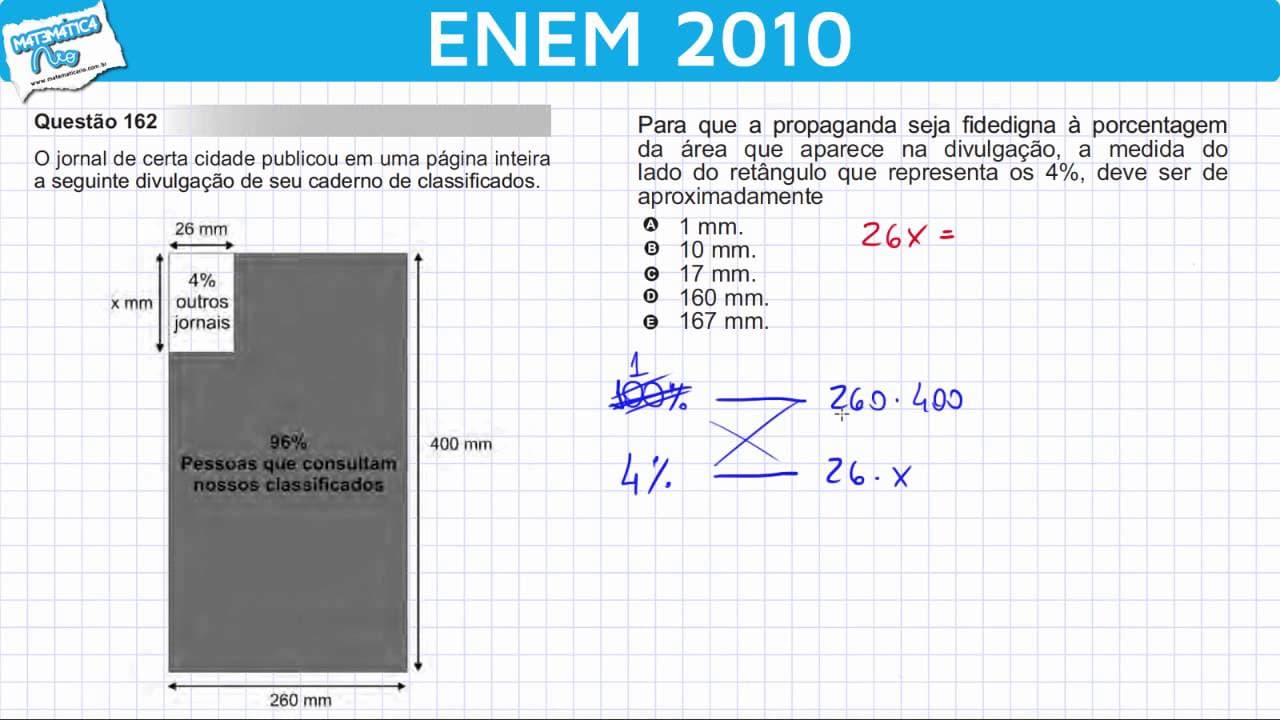 Thumbnail: ENEM 2010 Matemática #27 - Porcentagem e Área do Retângulo