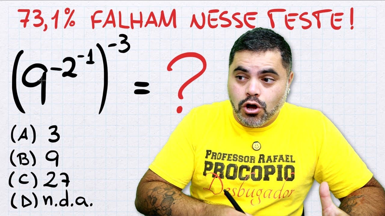 Thumbnail: 🤯 POTENCIAÇÃO & RADICIAÇÃO: 73,1% Falham nesse Teste BUGANTE de Matemática! Você consegue resolver?