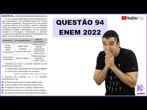 Thumbnail da aula: QUÍMICA ENEM 2022! "Os riscos apresentados pelos produtos dependem de suas propriedades ..."