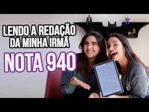 Thumbnail da aula: ✅LENDO A REDAÇÃO DO ENEM 2021 DA MINHA IRMÃ! (Débora Aladim e Ana Raquel)