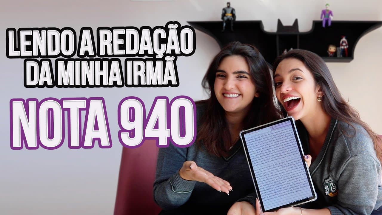 Thumbnail: ✅LENDO A REDAÇÃO DO ENEM 2021 DA MINHA IRMÃ! (Débora Aladim e Ana Raquel)