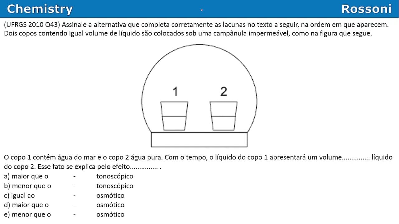 Thumbnail: UFRGS 2010 Q43 - Propriedades coligativas