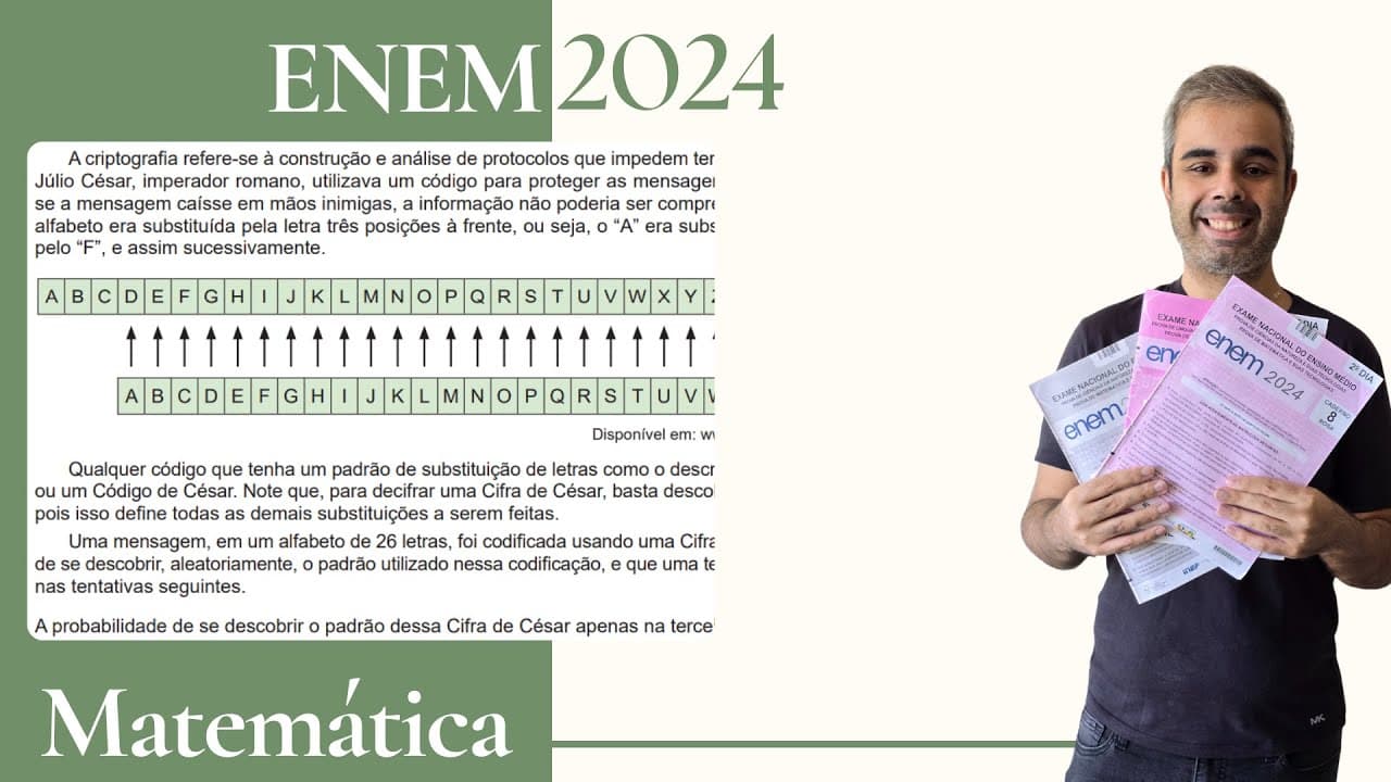 Thumbnail: ENEM 2024 - A criptografia refere-se à construção e análise de protocolos que impedem terceiros de