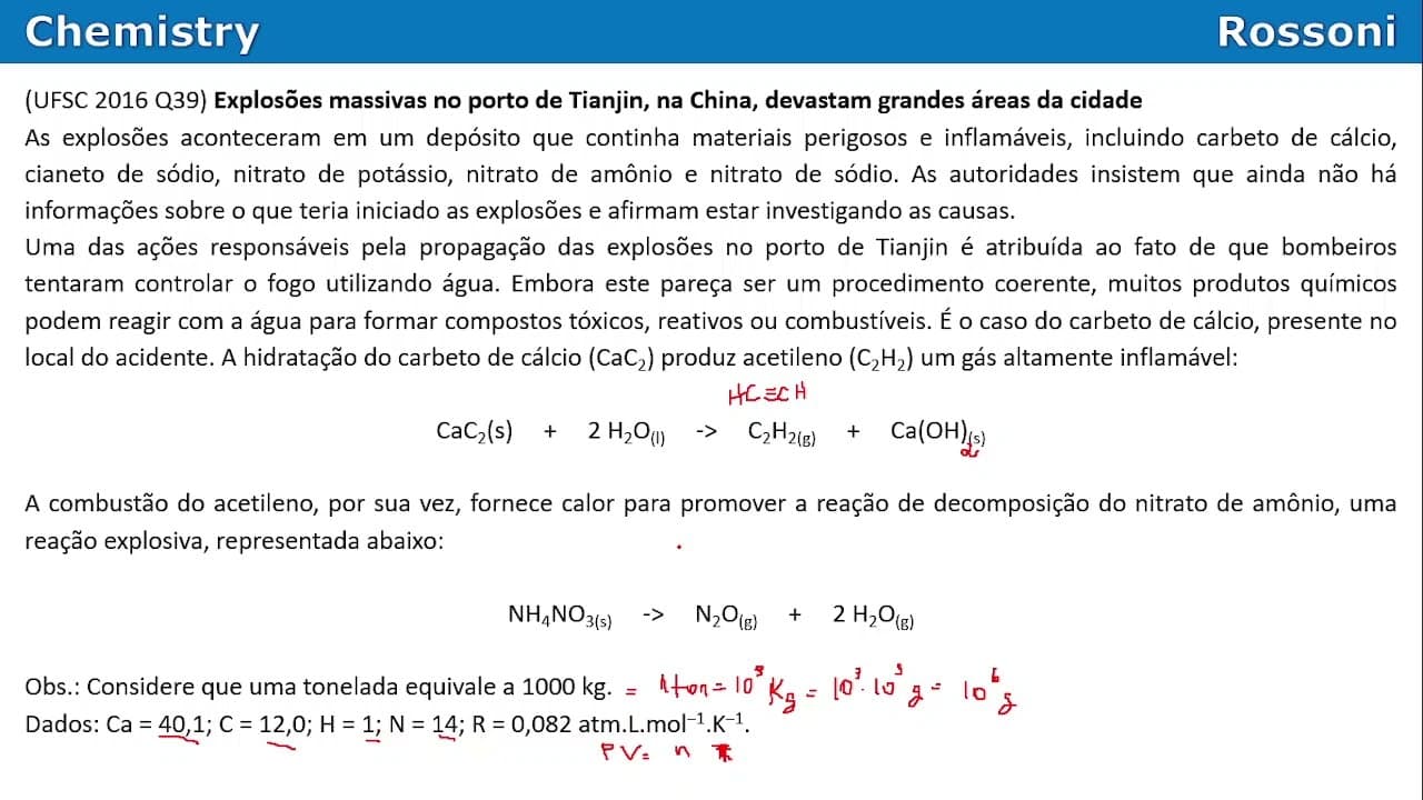 Thumbnail: UFSC 2016 Q39 - Estequiometria e gases