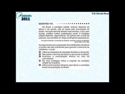Thumbnail da aula: Enem 2011: compreensão de texto (exercício da cidadania).