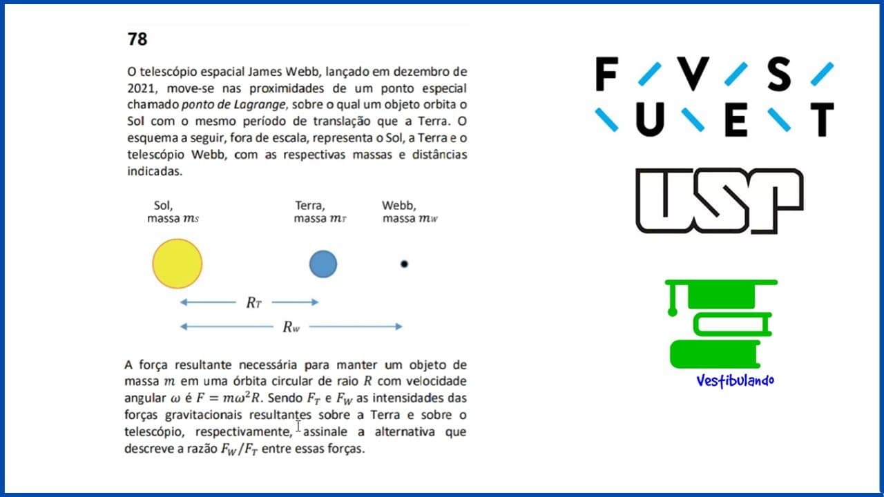 Thumbnail: RESOLUÇÃO Fuvest 2023 | Física - Gravitação | Vestibulando