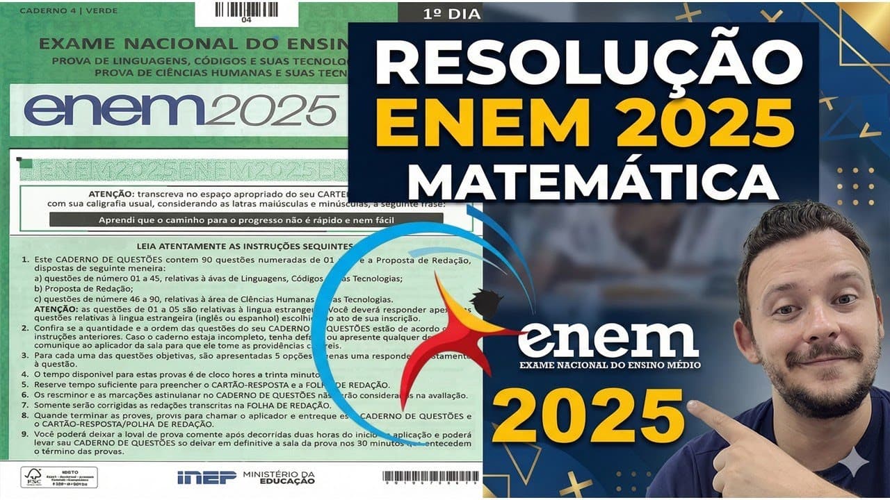 Thumbnail: RESOLUÇÃO COMPLETA DO ENEM 2025  DE MATEMÁTICA