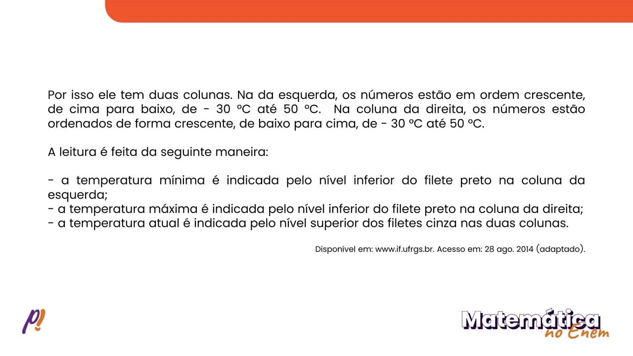 Thumbnail: ENEM 2017 - CONJUNTOS E INTRODUÇÃO ÀS FUNÇÕES | Neste modelo de termômetro, os filetes na cor...