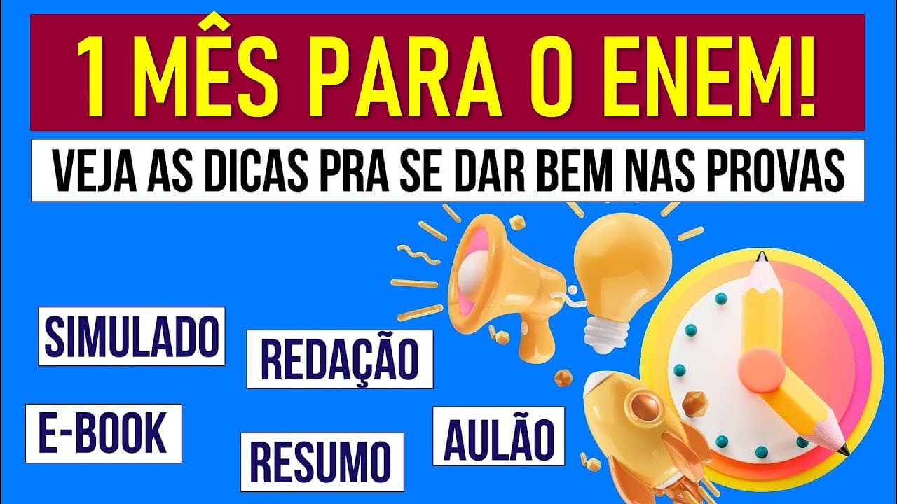 Thumbnail: UM MÊS PARA O ENEM 2022: Dicas para estudar na reta final no Intensivo do Curso Enem Gratuito