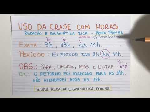 Thumbnail da aula: CRASE COM HORAS: APRENDA A USAR CORRETAMENTE - Profa. Pamba