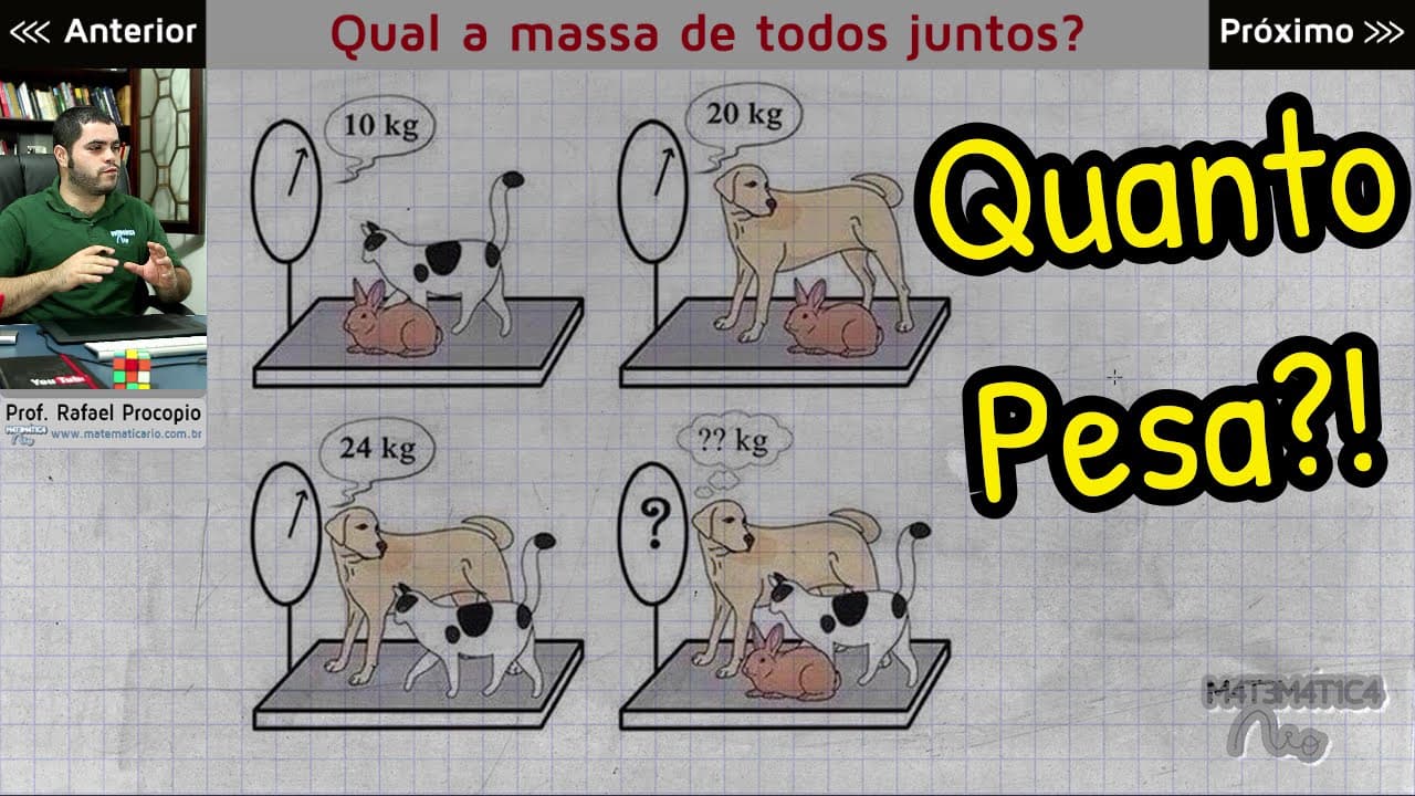 Thumbnail: PROBLEMA DE RACIOCÍNIO LÓGICO - A Massa dos Animais (Quanto Pesa?) | Matemática Rio
