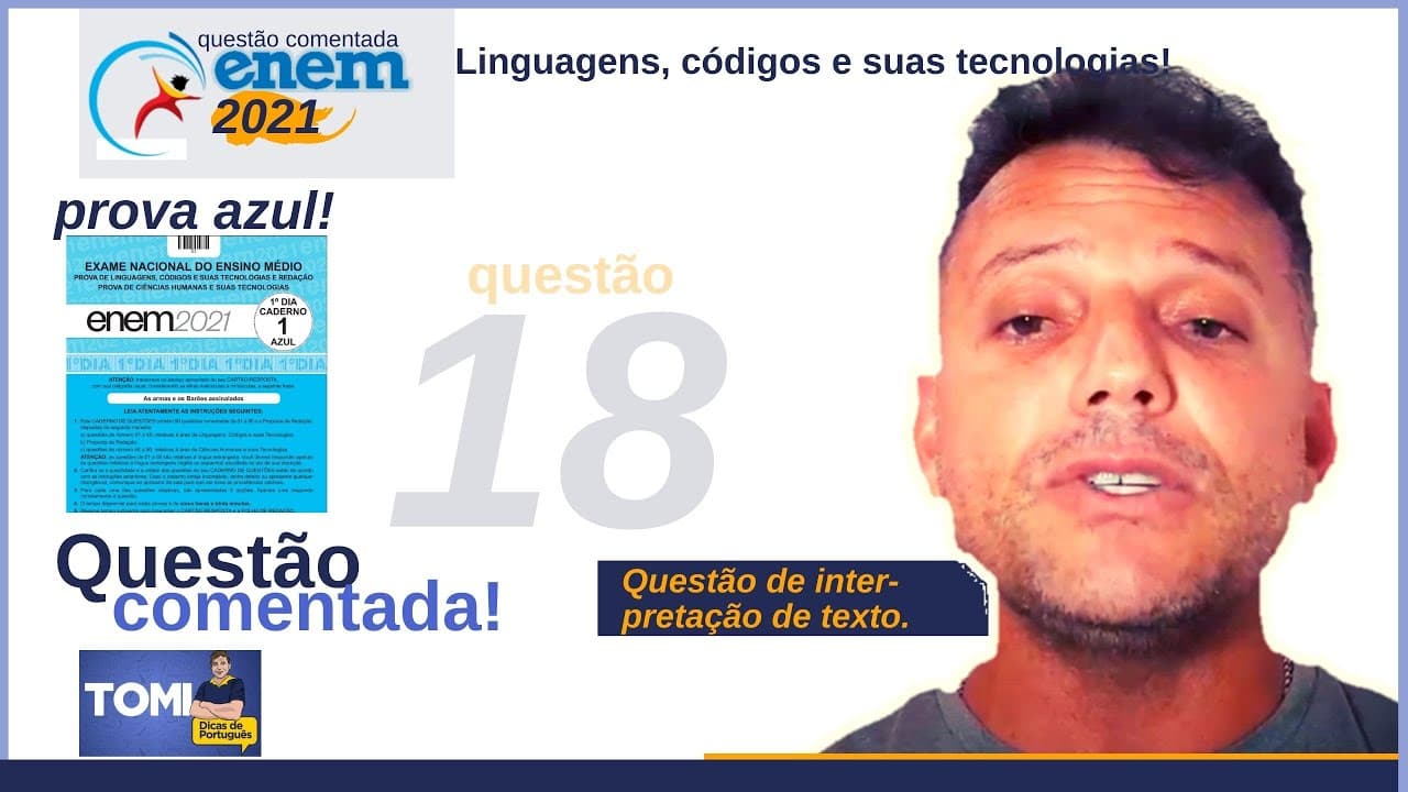Thumbnail: #Questão do #Enem 2021 comentada. Interpretação de texto