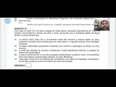 Thumbnail da aula: Prova comentada Vestibular UFSC 2023 Língua Portuguesa e Literatura Questão 10 - Ânsia Eterna
