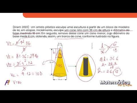 Thumbnail da aula: ENEM 2023 - GEOMETRIA ESPACIAL | Um artista plástico esculpe uma escultura a partir de um bloco...