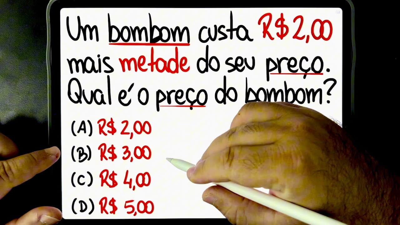 Thumbnail: đ„ RaciocĂnio LĂłgico SĂ PARA GĂNIOS! đ± âBombom custa 2 REAIS MAIS METADE DO SEU PREĂOâ VocĂȘ sabe?