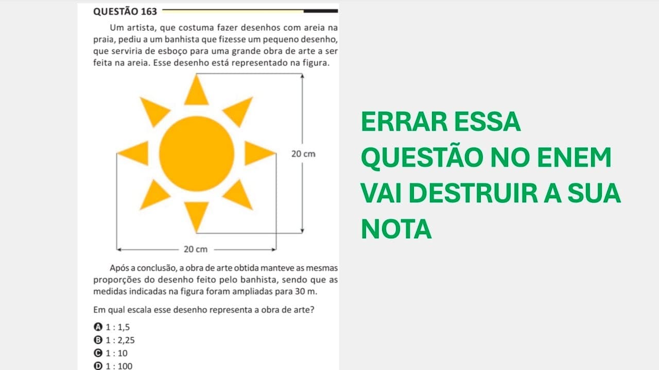 Thumbnail: ENEM 2025 - Matemática - Questão 163 (Caderno Amarelo) - Um artista, que costuma fazer desenhos com