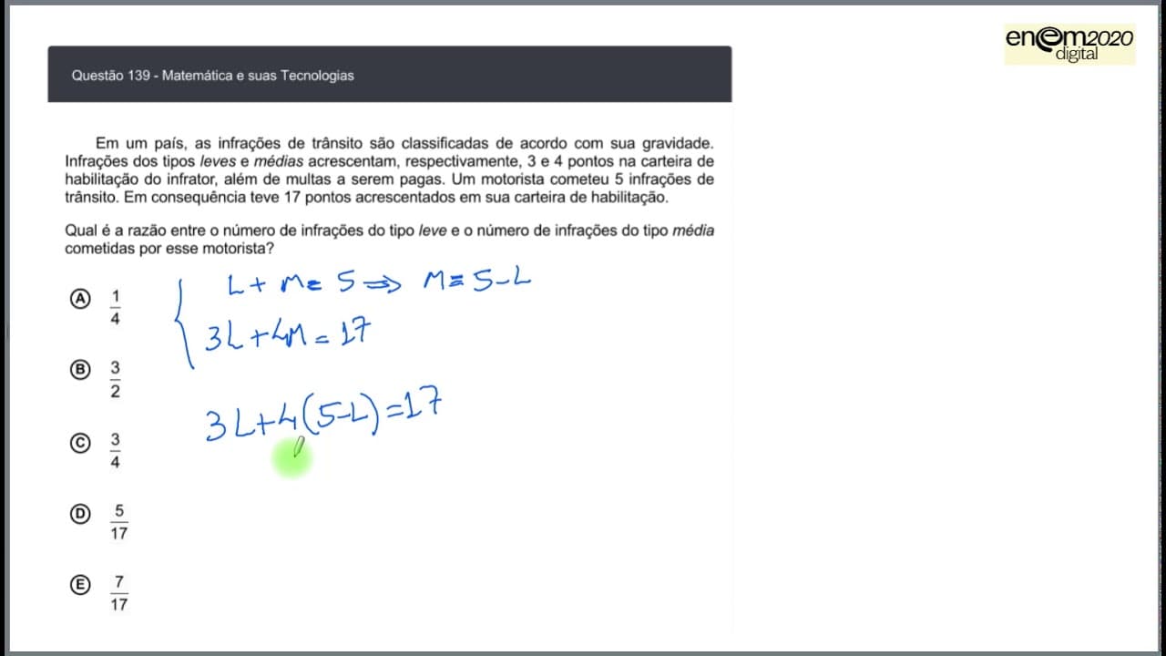 Thumbnail: MATEMÁTICA - ENEM 2020 DIGITAL 139B