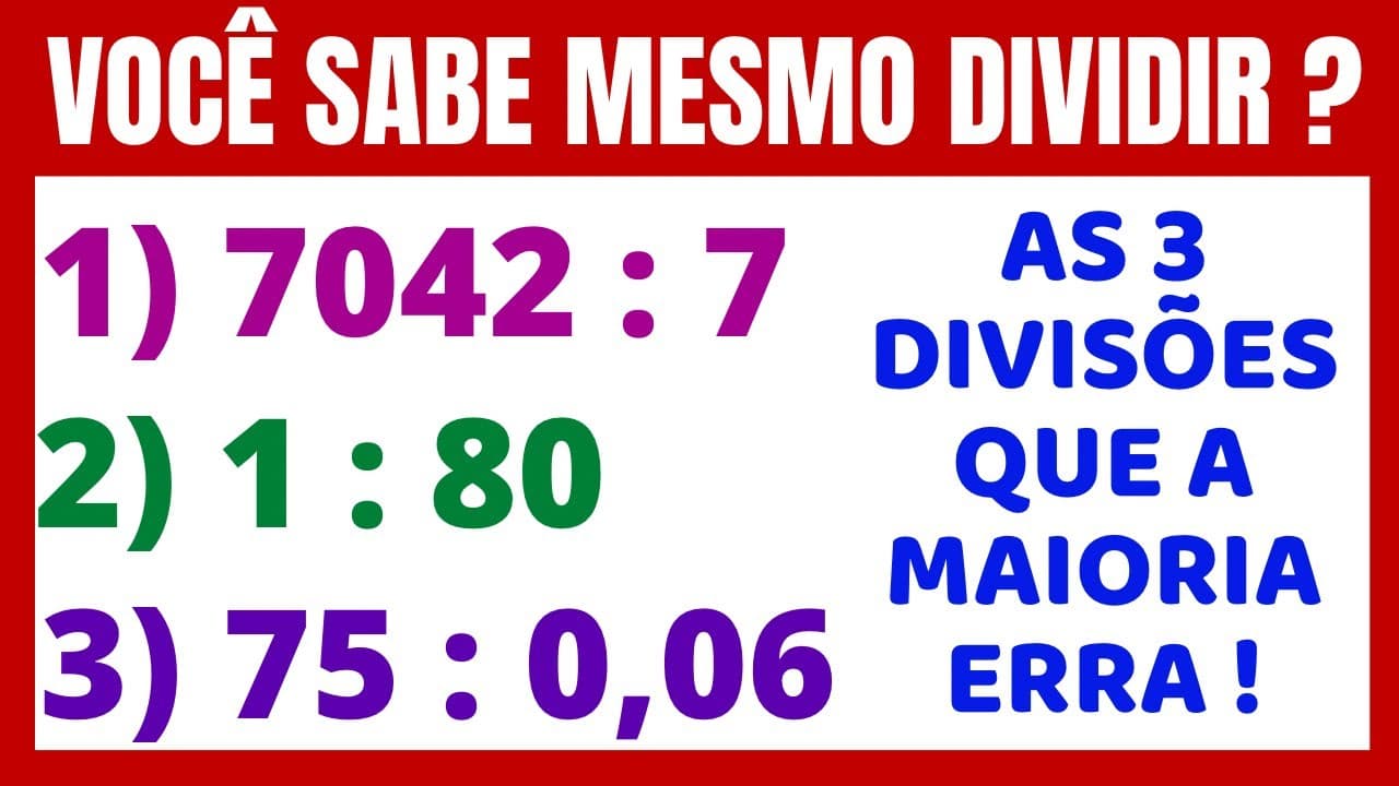 Thumbnail: NA ESCOLA ESSAS SÃO AS MAIORES DIFICULDADES NA DIVISÃO!!!