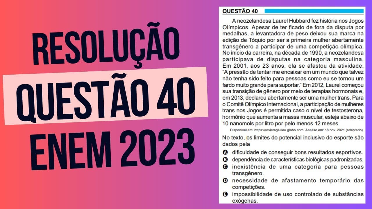 Thumbnail: Resolução questão 40 (PROVA AZUL) | Linguagens ENEM 2023