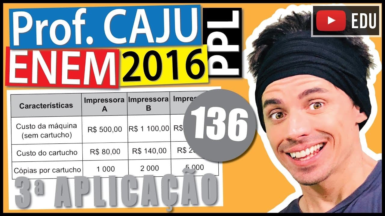 Thumbnail: [ENEM 2016 PPL] 136 📓 ÁLGEBRA Uma empresa pretende adquirir uma nova impressora com o objetivo de